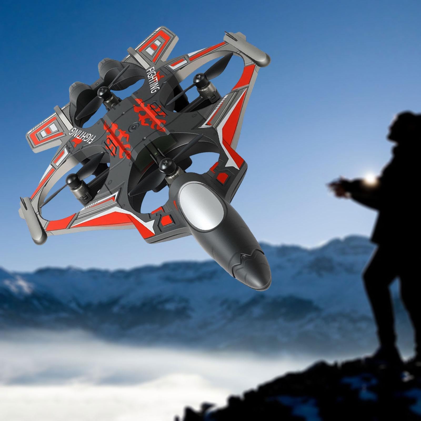 MagiDeal Aereo RC Portatile con Luce, Modello da Combattimento, RC per Bambini, Ragazzi, Adolescenti, Principianti, Regalo, Rosso 1 Batteria