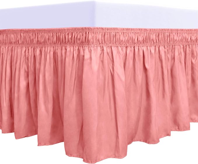 PureFit Wrap Around Ruffled Bed Skirt with Adjustable Elastic Belt 18 Inch Drop