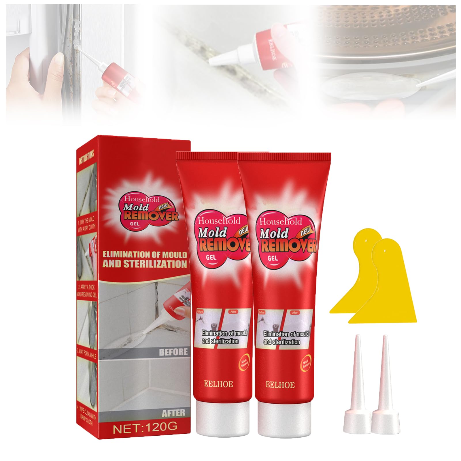 Mould Magic Extreme Gel, Magic Mold Remover Gel, Mould Remover Gel, Quick Mold Remover Cleaning Gel, Household Mold Removing Gel, Household Mold Remover Gel Mildew,Mildew Remover Gel Caulk (2Pcs)