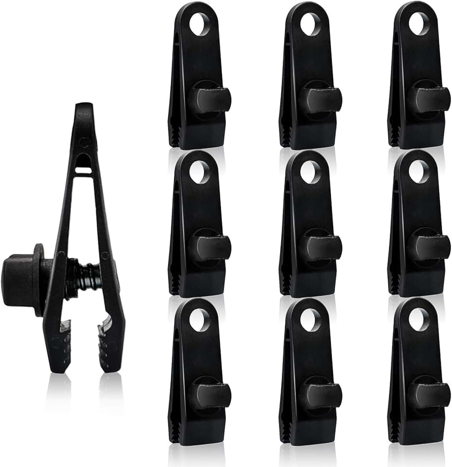 10pcs Tarp Clips Heavy Duty Lock Grip, Plastic Tarp Clamps, Reusable Linoleum Tent Clip, Canvas Clips for Outdoor Garden Farm