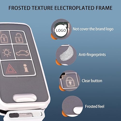 Miniatura 9 de TANGSEN Funda para llavero inteligente transparente de poliuretano termoplástico blanco esmerilado, color plateado, compatible con Volvo S60 S80 V40