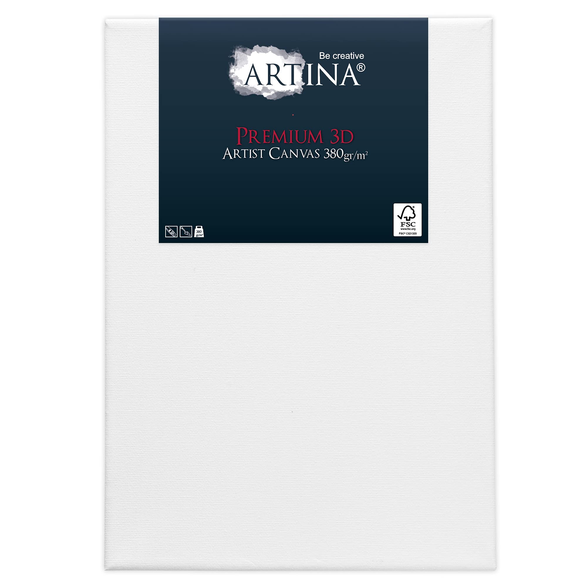 Artina Lot de 4 toiles à peindre 3D Canvas FSC® châssis bois coton apprêté