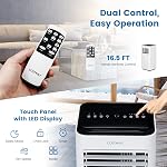 COSTWAY Portable Air Conditioner, 10000 BTU AC Unit with Cool, Fan, Dehumidifier & Sleep Mode for Rooms up to 350 Sq.Ft, with 24H Timer, Child Lock, Remote Control & Window Kit (White and Black)