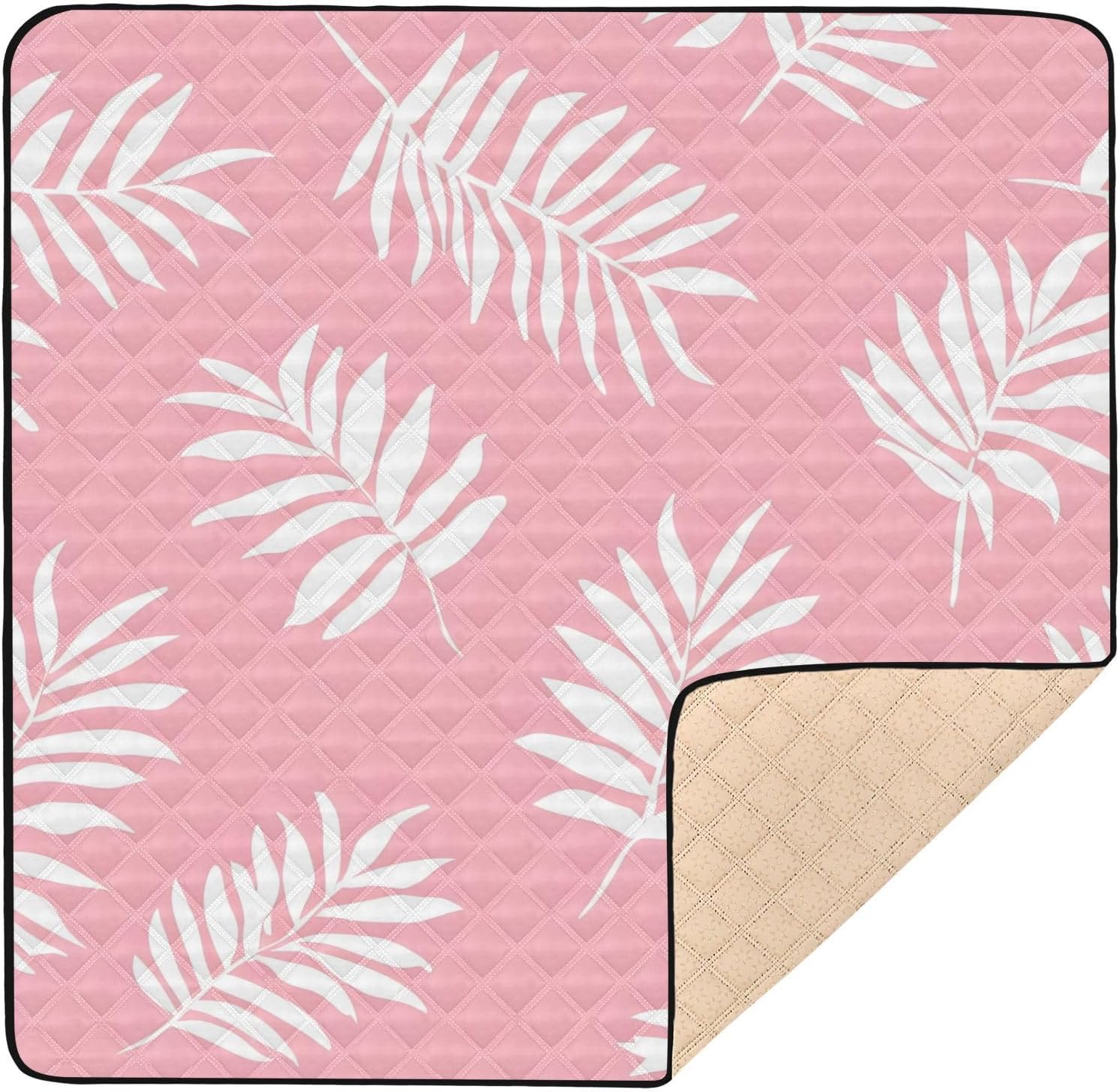 Graffiti Palm Leaf Pattern Baby Play Mat, 50“ X 50” Washable Folding Crawling Mat, Baby Floor Mat, Soft, Thick, Non-Slip