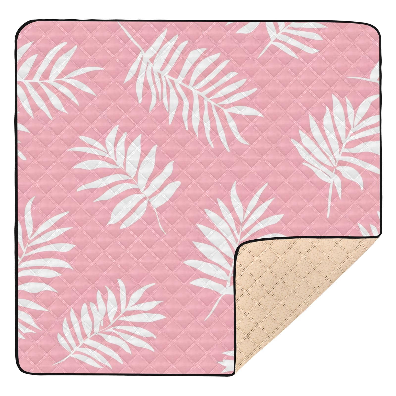 BOESI Graffiti Palm Leaf Pattern Baby Play Mat, 50“ X 50” Washable Folding Crawling Mat, Baby Floor Mat, Soft, Thick, Non-Slip
