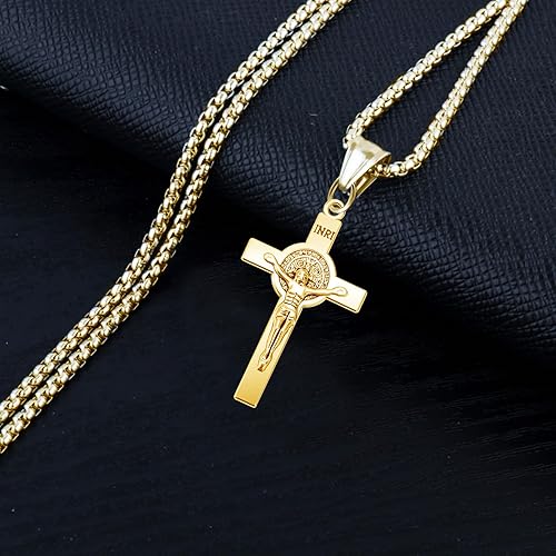 Miniatura 3 de 60 dijes de crucifijo de San Benito católico INRI, centro de rosario, cruz de Jesús, dijes de aleación vintage para bricolaje, collares, pulseras,