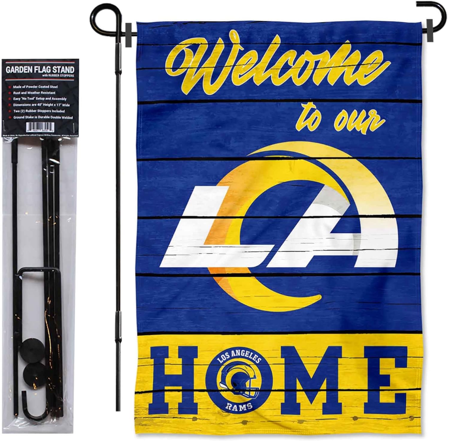 Los Angeles Rams Welcome To Our Home Garden Flag and Flagpole Mount - Image 2