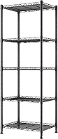 REGILLER 5-Tier Adjustable Wire Metal Shelving Rack - Heavy Duty Storage Unit for Kitchen Bathroom Laundry Closet, Black 11.8"D x 16.6"W x 53.5"H