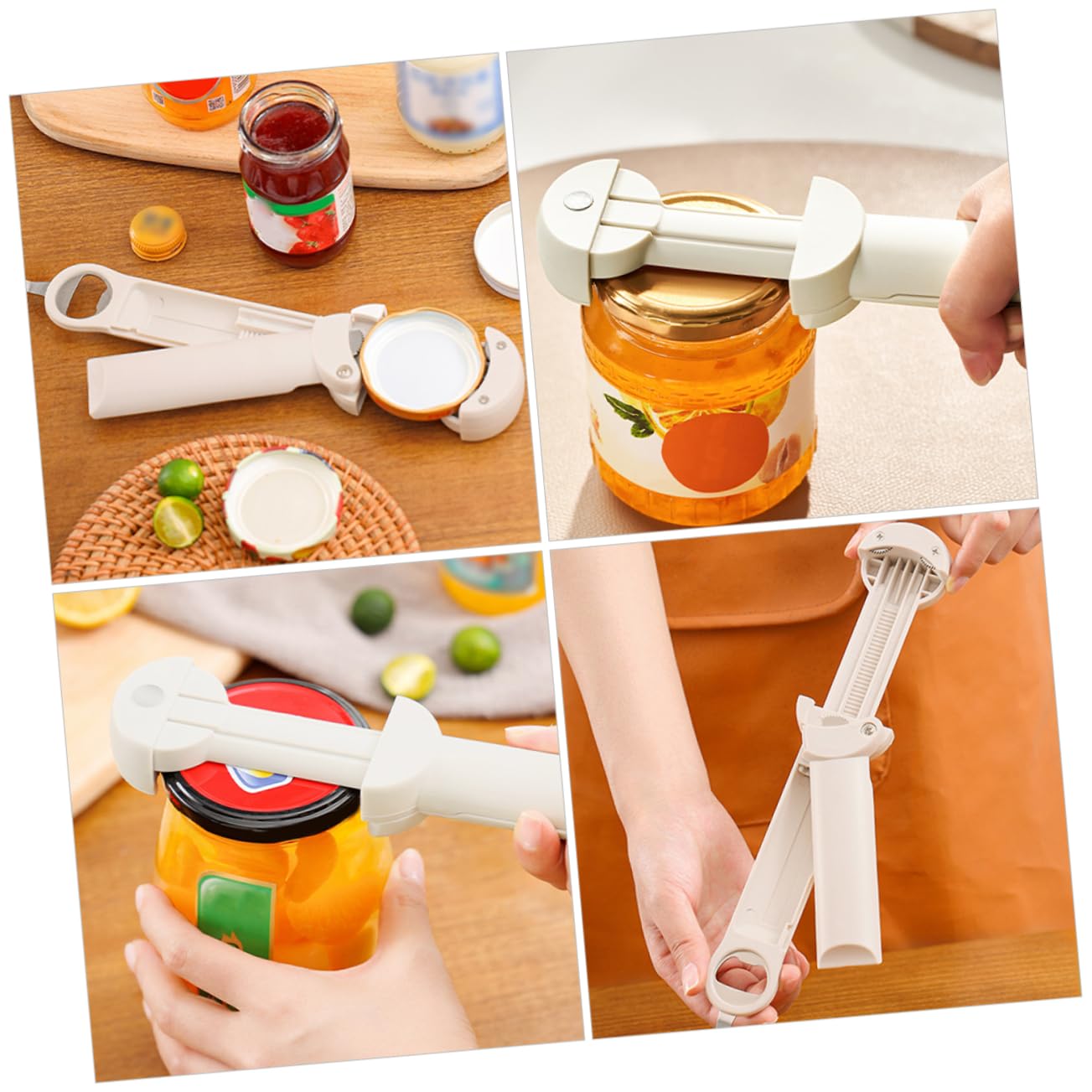 PRETYZOOM 4piezas Abridor De Botellas y Tarros Multifuncional Herramienta De Cocina Portátil Para De Frascos y Latas Para Camping y Actividades