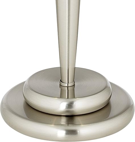 Miniatura 5 de 360 Lighting Deco - Juego de 2 lámparas de mesa decorativas modernas de 17 pulgadas de alto, acero cepillado, metal plateado, toque en blanco roto,