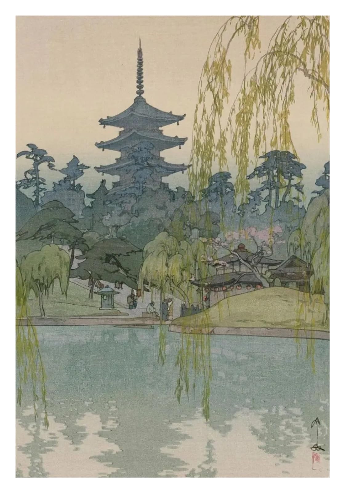 Tableau Yoshida Hiroshi l'Étang du Temple Doré d'Amritsar Affiche 40x50cm