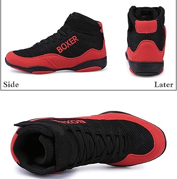 Zapatillas De Deporte Boxeo,Botas De Lucha Para Hombre,Zapatos De Boxeo De Malla,Respirable Antideslizante,Con Resistencia AbrasióN,Comodidad Ligero,Para Levantamiento Pesas Artes Marciales4