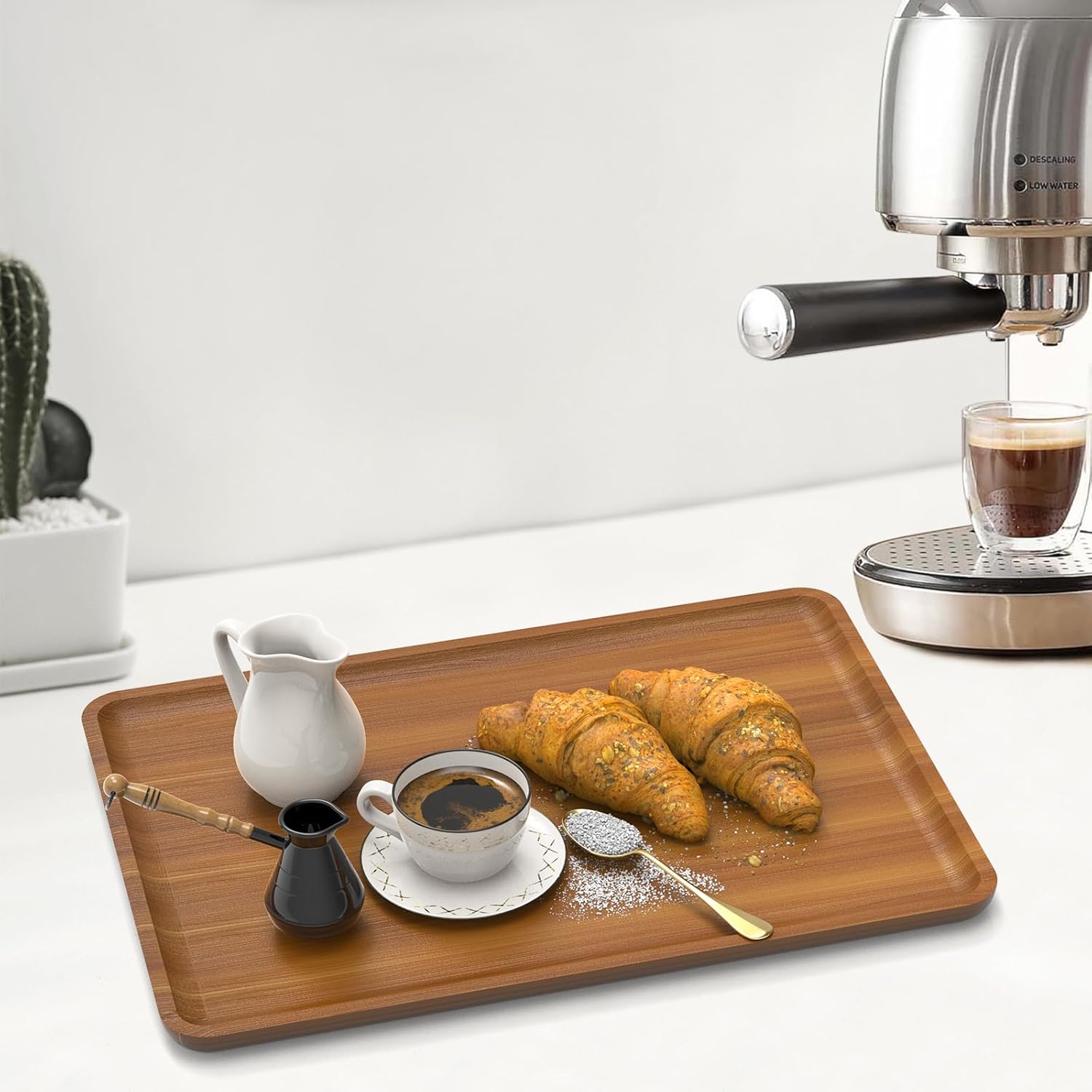 Bamboo Vanity Tray, Decorative Tray for Counter, Coffee Table, Kitchen, Bedroom (Large) - Image 6