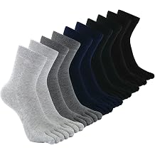 Mens Toe Socks Cotton Athletic Running Five Finger Crew Socks