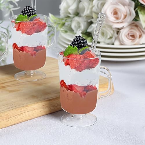 Miniatura 2 de Tableclothsfactory Paquete de 24 tazas de plástico transparente de 2 onzas con cucharas, tazas desechables de parfait de postre con cucharas de