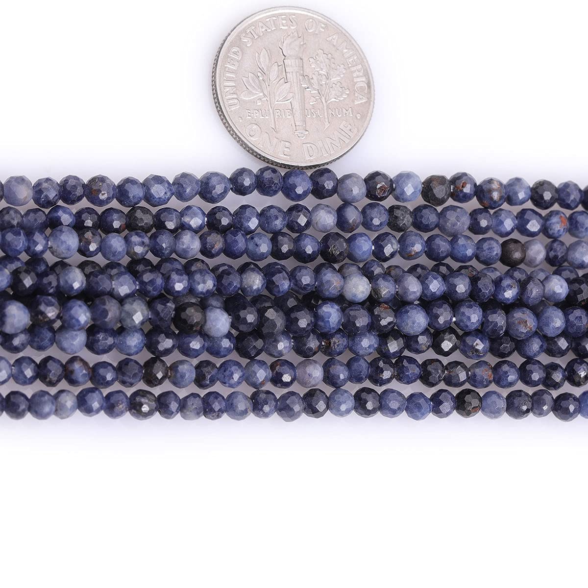 Gem-Inside 3mm Tiny Sapphire Natural Gemstone Faceted Round Semi Precious Loose Seed Beads for Jewellery Making 15" Strand - Image 4