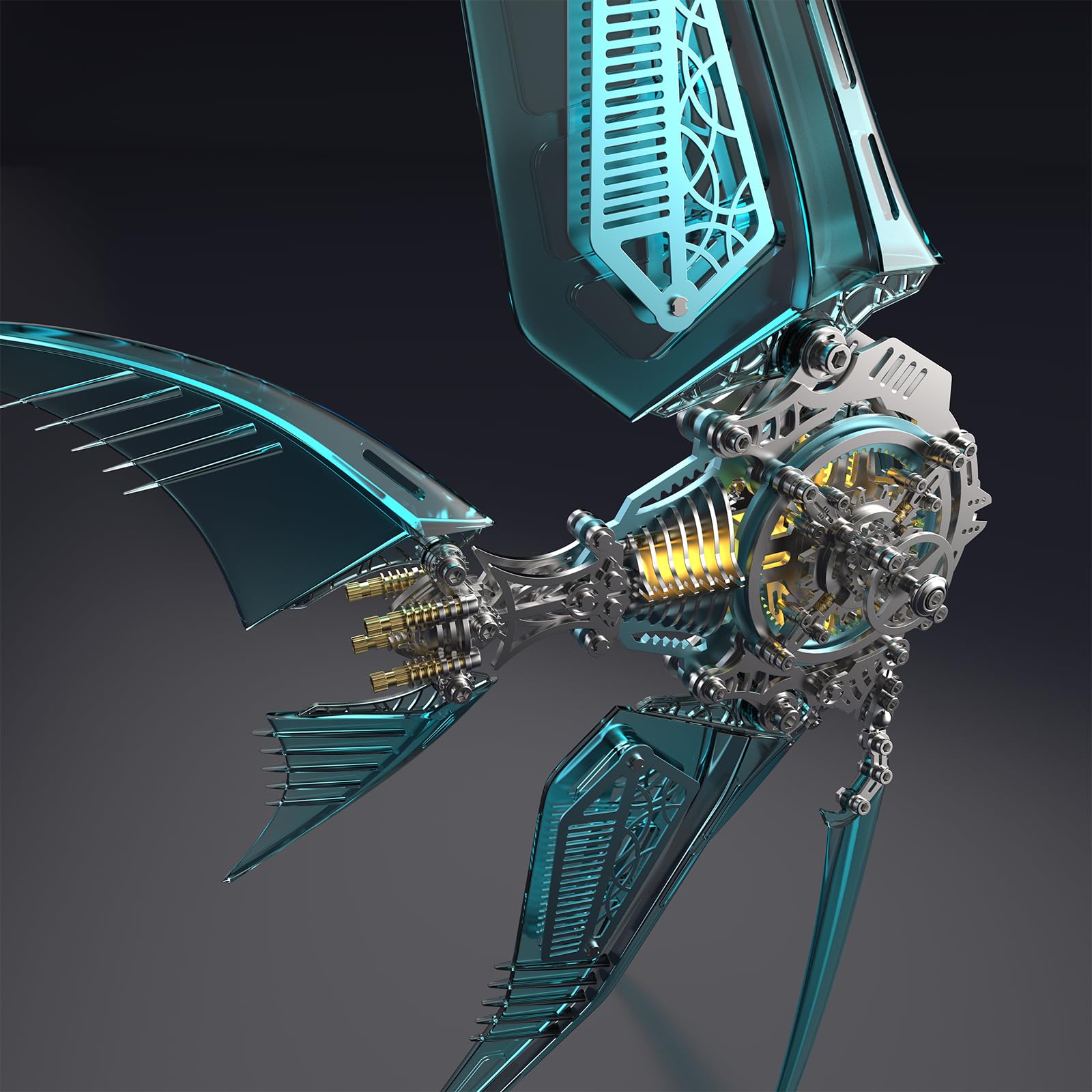 Metalkitor Metalowe puzzle 3D dla dorosłych - zestaw modelowy skalary z magnetycznymi światłami sterującymi, steampunk, ozdoba DIY, montaż łamigłówki, 529 szt., niebieskie