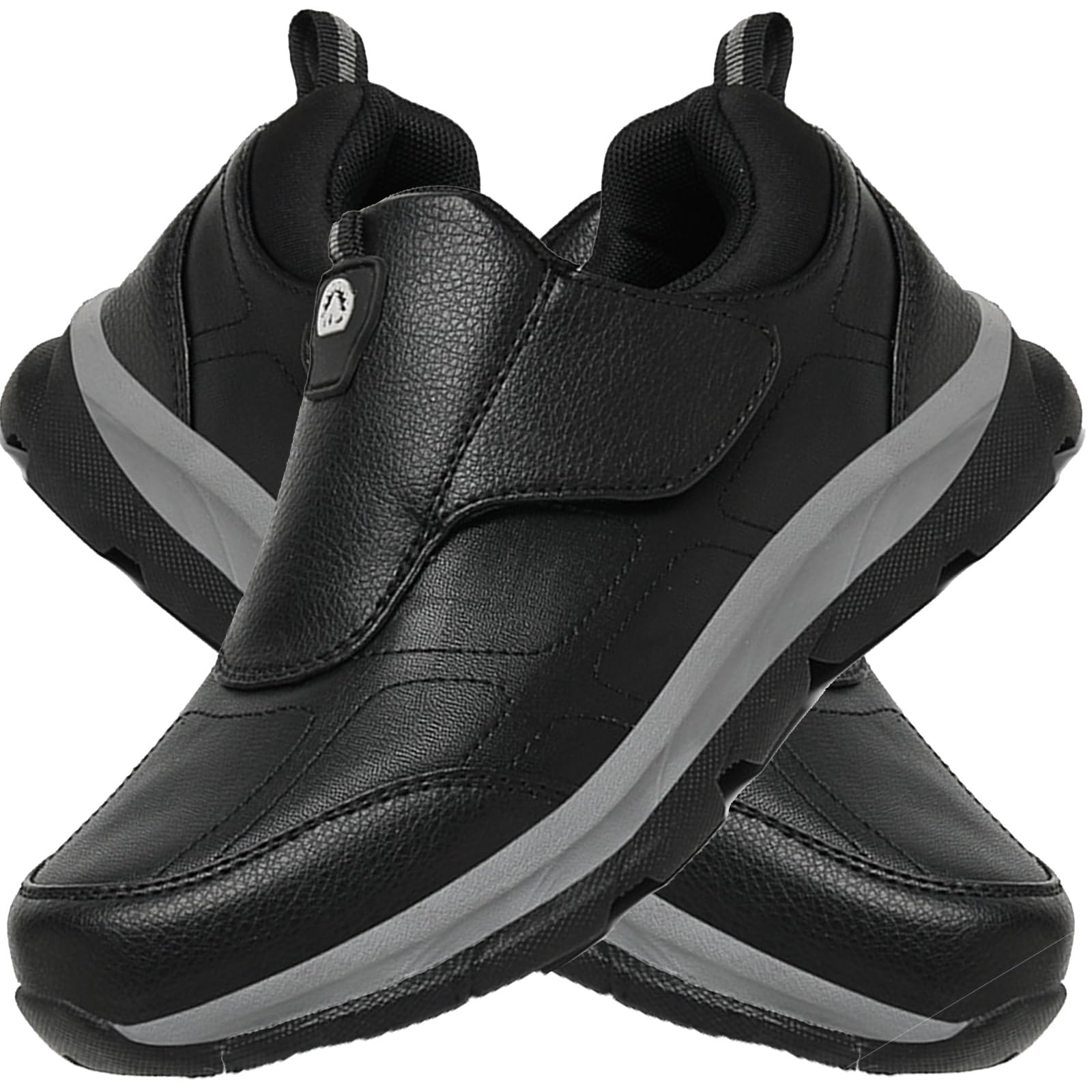 Aocase Disability Shoes Swollen Feet Womens Waterproof PU Leather Diabetic Arthritis Edema House Shoes Strap Adjustable Mens Edema Swollen Shoes,Women's black,36/230mm