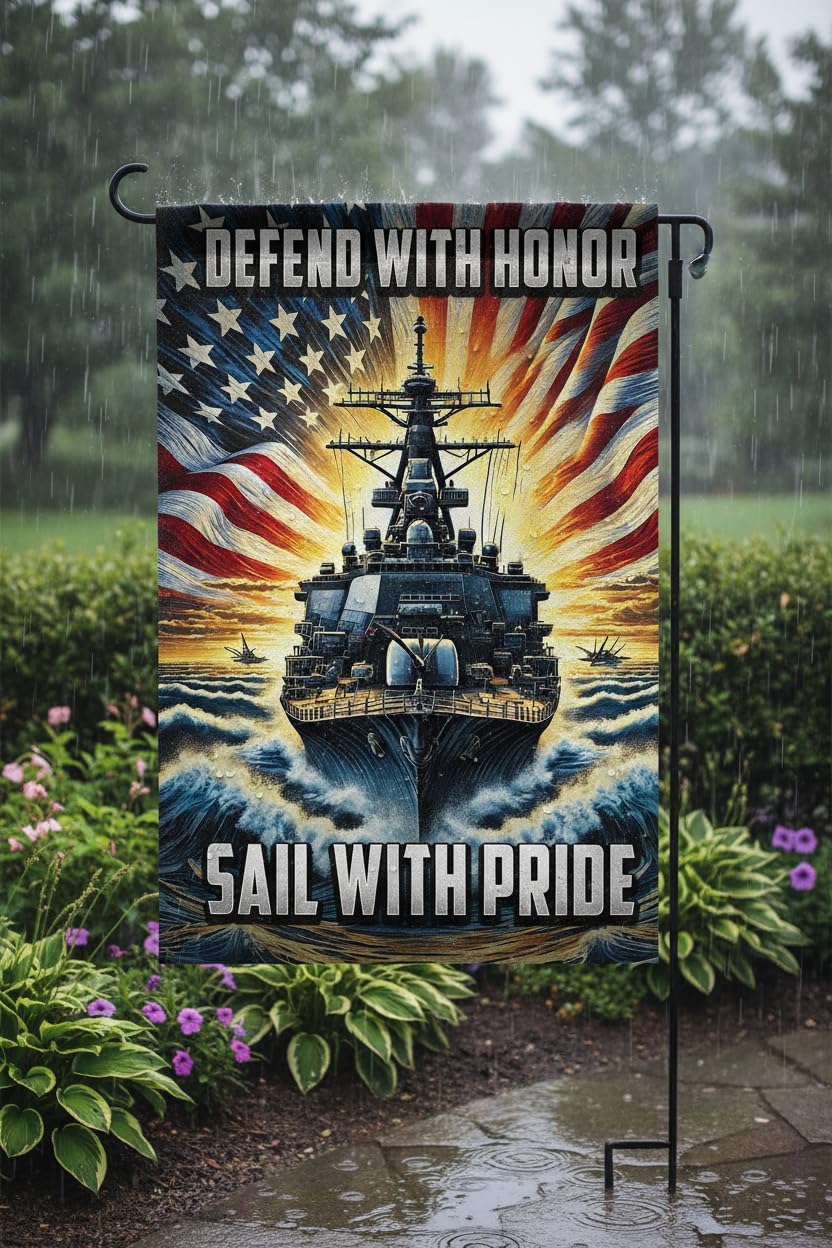 US Navy Garden Flag 12x18 Inch - Double Sided Patriotic Battleship Decor for Outdoor & Indoor, Weather Resistant for Veterans & Military Families - Image 5