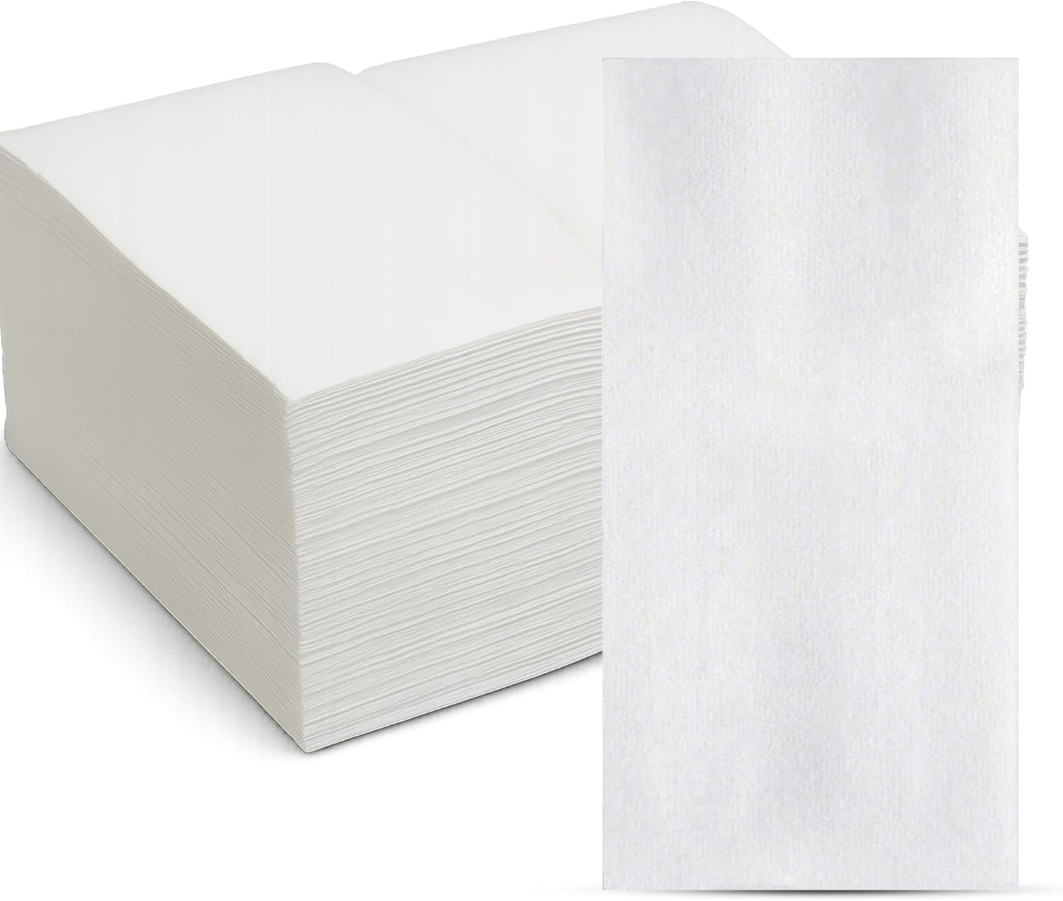 MT Products White Dinner Napkins - Premium Airlaid Disposable Paper Hand Towels - 1/6 Fold (12" x 17") Napkins for Weddings & Parties (Pack of 100) - Made in USA