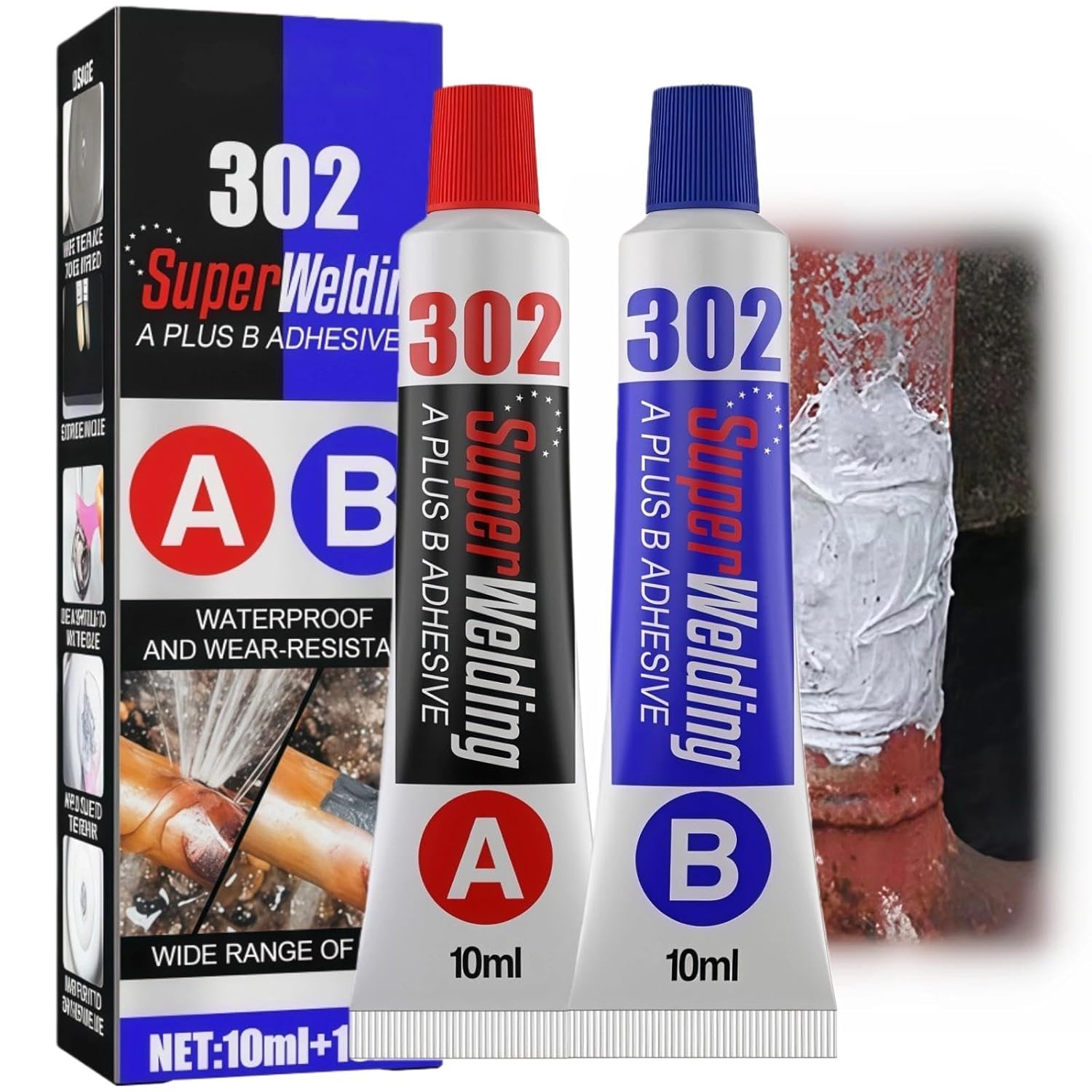 Strong AB Liquid Metal Weld Paste, Industrial Epoxy Metal Glue, High Strength Bonds Metals Filler, Grade Heat and Cold Resistant Adhesive, All Purpose Waterproof Repair Glue