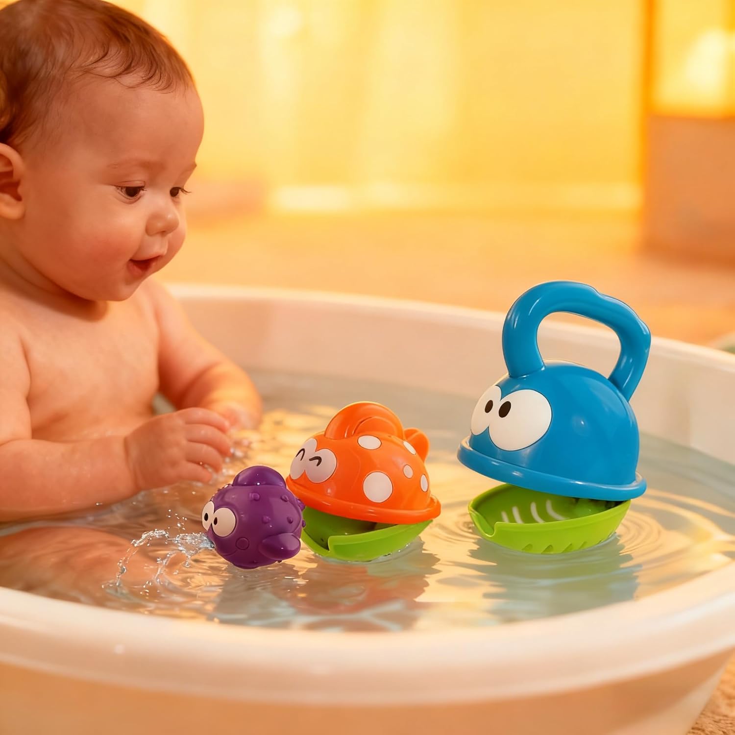 3-in-1 Big Fish Eat Little Fish Toys Bathtub Tub Toys Big Fish Play Play Toys for Girls and Girls Ages 0+