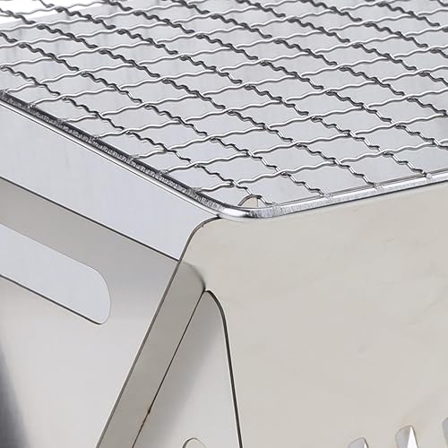 Miniatura 4 de Parrilla portátil de acero inoxidable para barbacoa, parrilla plegable de carbón para tarjetas al aire libre, pequeña herramienta de barbacoa para