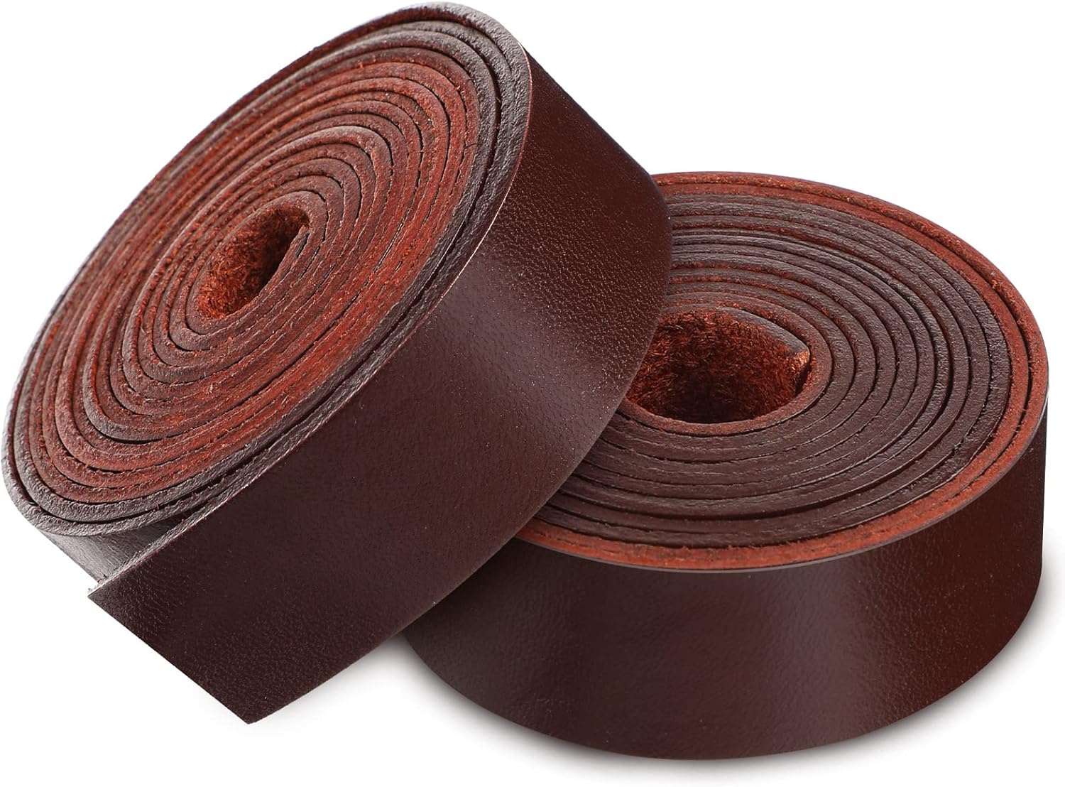 2 Pcs Leather Strap Full Grain Buffalo Leather Strips Brown