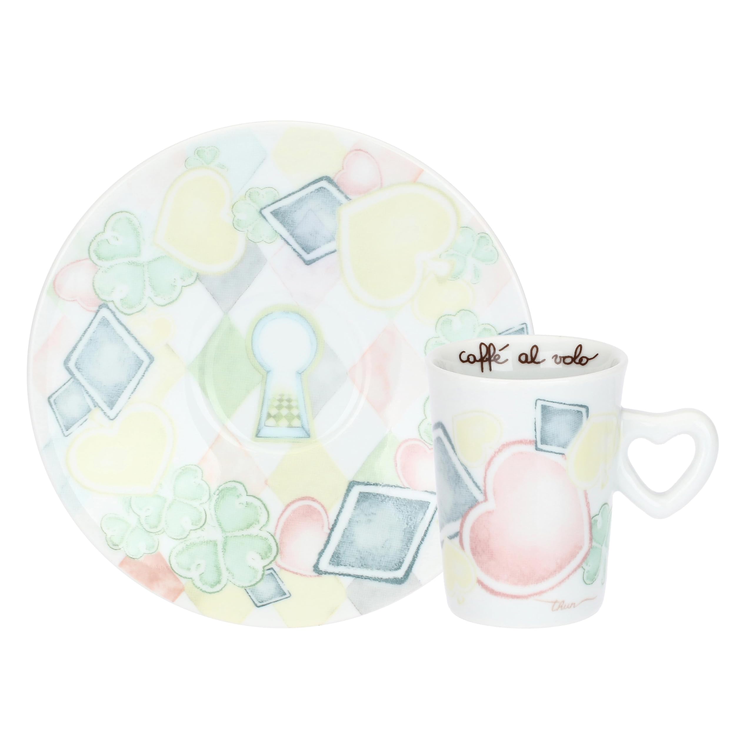 THUN Set 6 Tazzine Espresso con Piattini in Porcellana, Collezione Incanto di Primavera, 7,5x6 cm