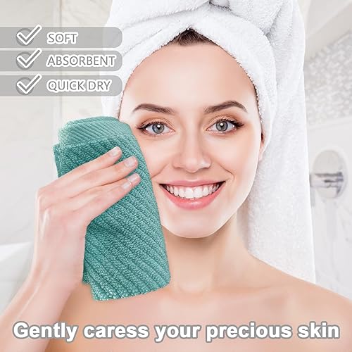 Vista 262 de VOOVA & MOVAS Toallas verdes para baño, 100% algodón, de secado rápido, ligeras, gruesas, suaves, juego de toallas de 6 piezas, 2 baños grandes