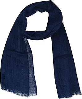 Natural Flax Linen, Solid Color, Light, Airy All Weather Scarf. (Blue).X2471