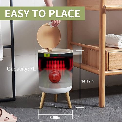 Miniatura 4 de PHAIBHKERP Cubo de basura pequeño con tapa para alcanzar la meta, cubo de basura redondo, tapa de prensa a prueba de perros, para cocina, baño, sala