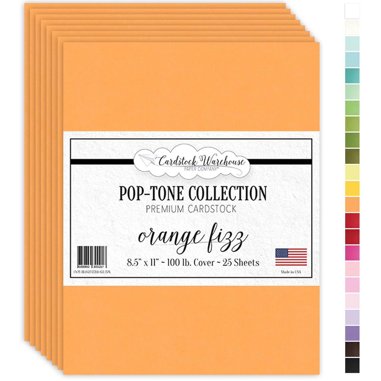 Cardstock Warehouse Pop-Tone Orange Fizz Cardstock Paper – 25 Sheets, 8.5 x 11" - 100 lb / 270 GSM Premium Orange Card Stock for Die-cutting, Crafts,