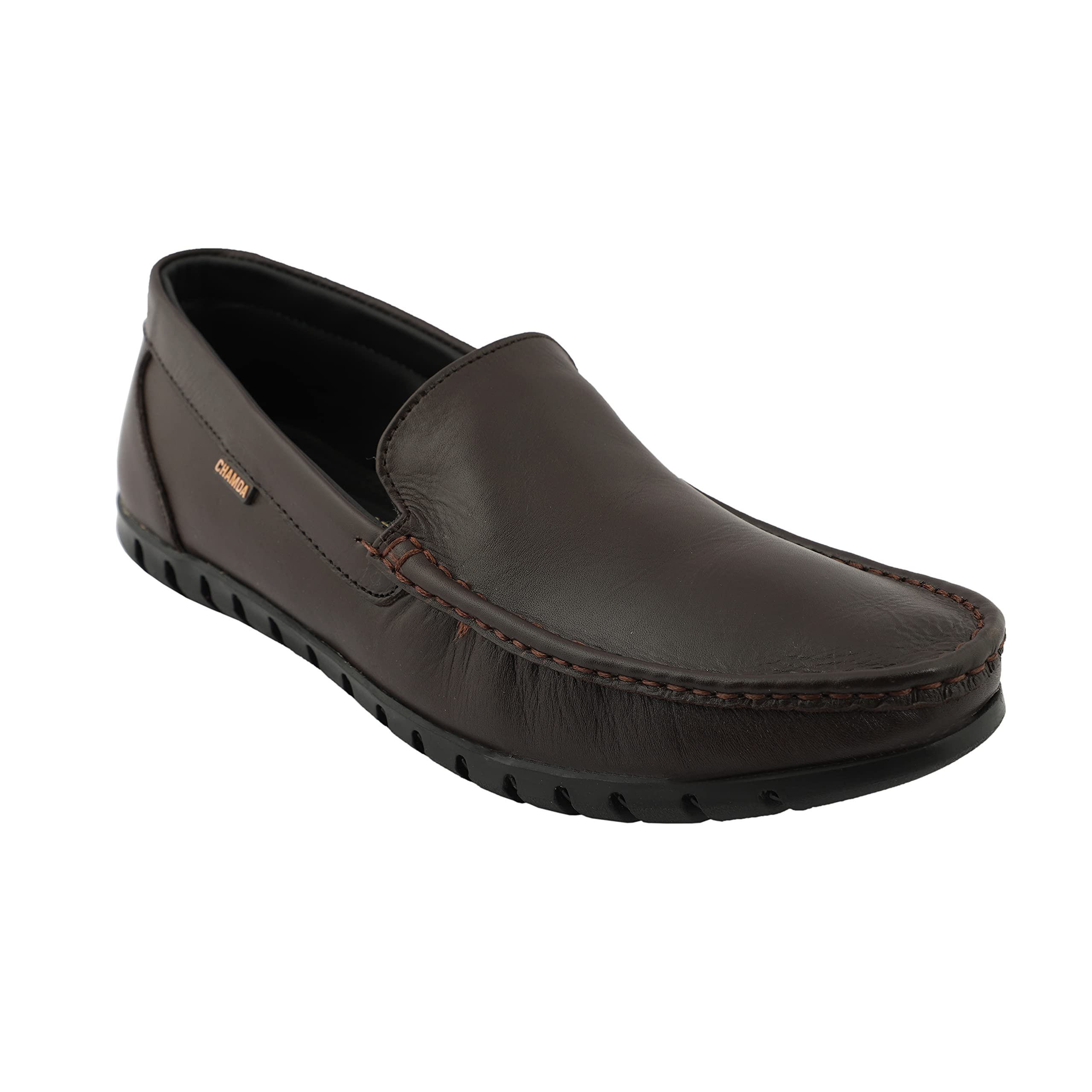 CHAMDAPure Leather Light Weight Brown Loafer Shoes for Men