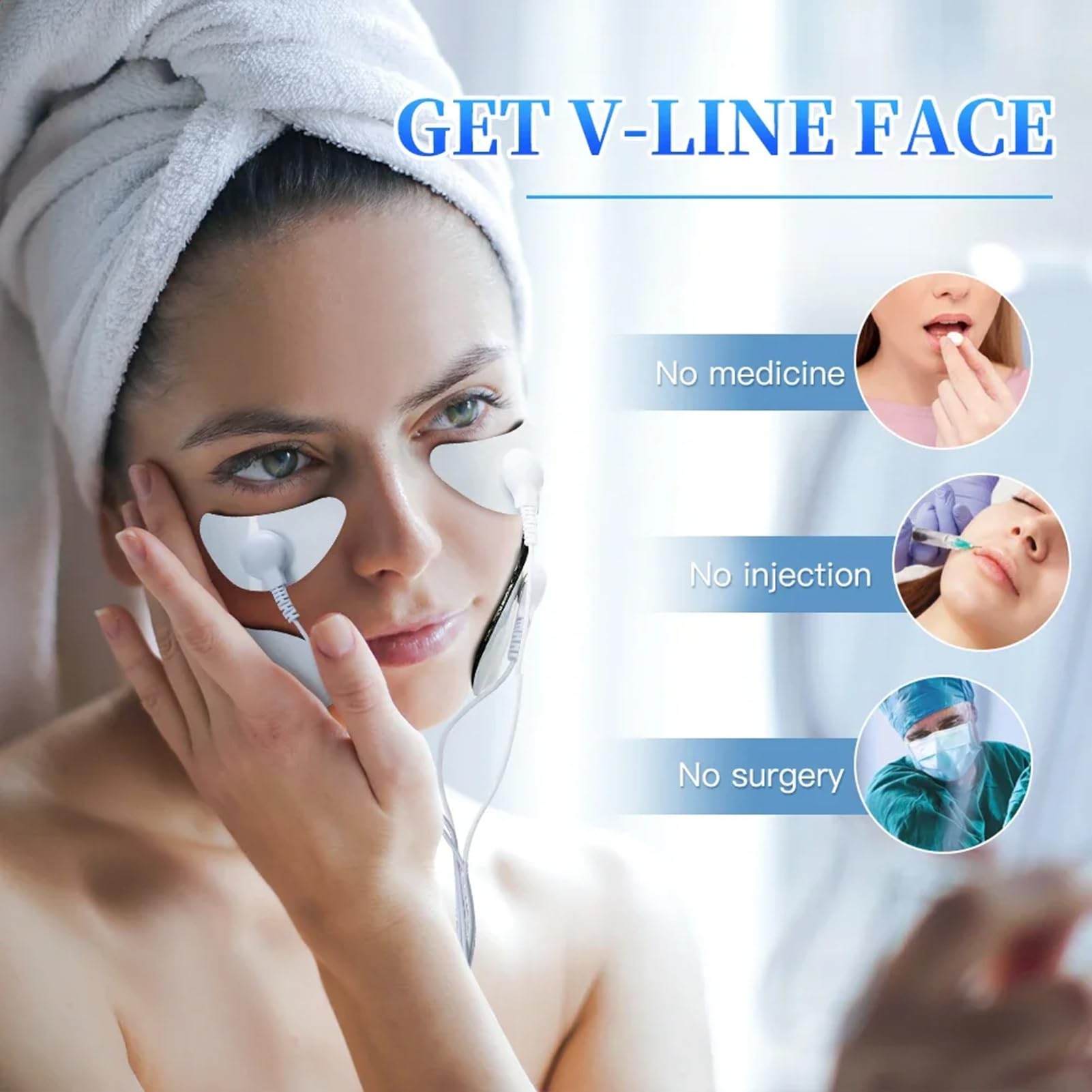 Appareil De Massage EMS Visage – Soin Liftant Anti-âge Avec Lumière Rouge Et Bleue