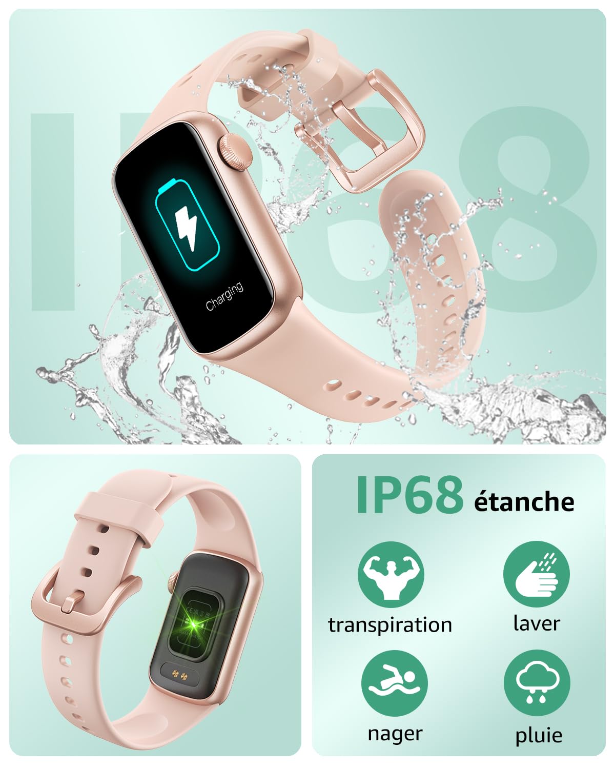 Montre Connectée Femme Homme, 1,47'' Smartwatch avec 137+ Modes Sportifs, Fitness Tracker avec Cardiofréquencemètre, Sommeil, Podomètre, Etanche IP68, Montre Intelligente pour Android iOS