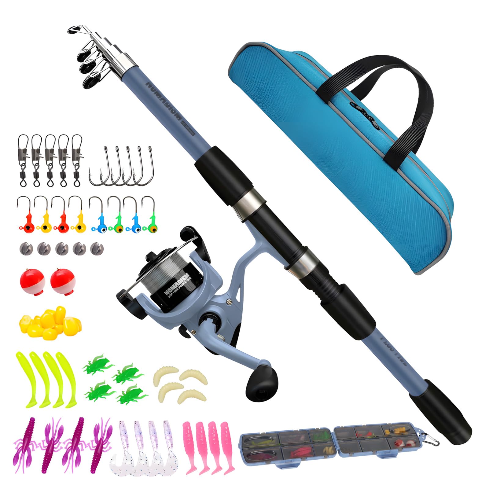 Ensemble de pêche pour Enfants Canne télescopique Fibre de Carbone Ultra légère