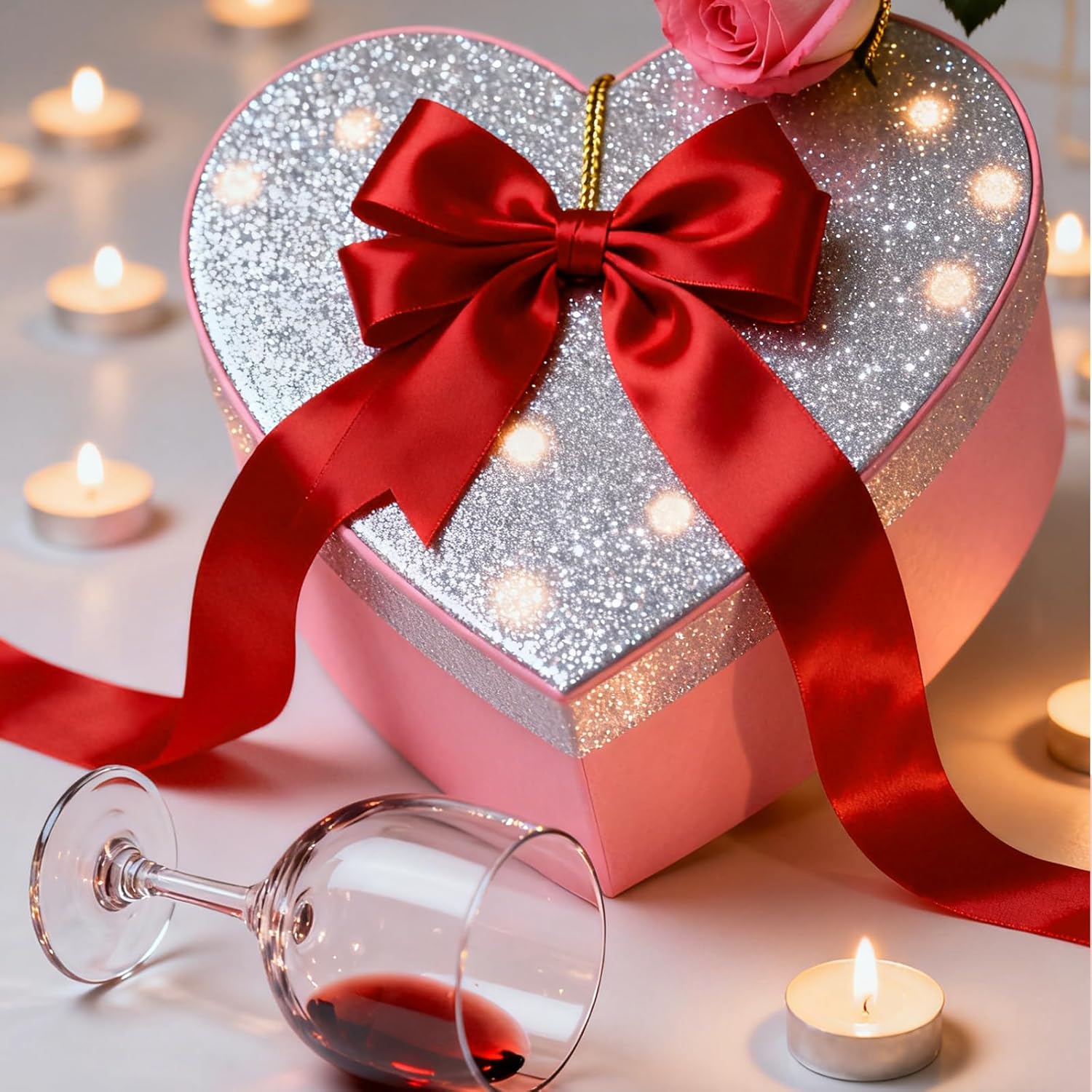 Red Ribbon 1 Inch, Double Faced Satin Valentine Ribbon for Gift Wrapping 25 Yards, Flower Bouquet DIY Hair Bows Eternal Flowers, Valentines Day Wedding Birthday Party New Year Decorations - Image 8