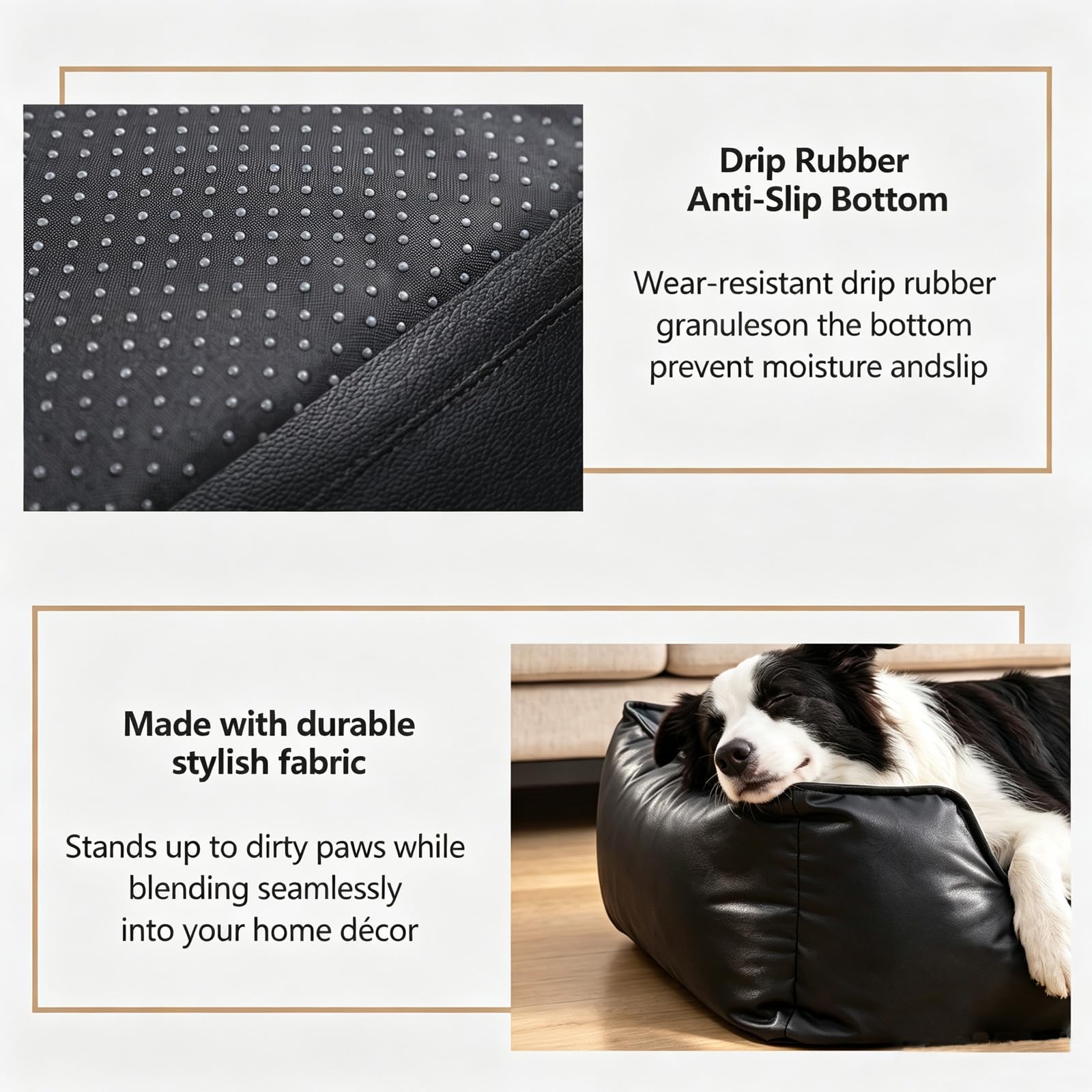 Marchul Cuccia in ecopelle per Cani, Divano letto Impermeabile per Gatti, Divanetto per Animali Domestici con Fondo Antiscivolo per Cani e Gatti di Taglia Piccola e Media, 60 × 45 cm