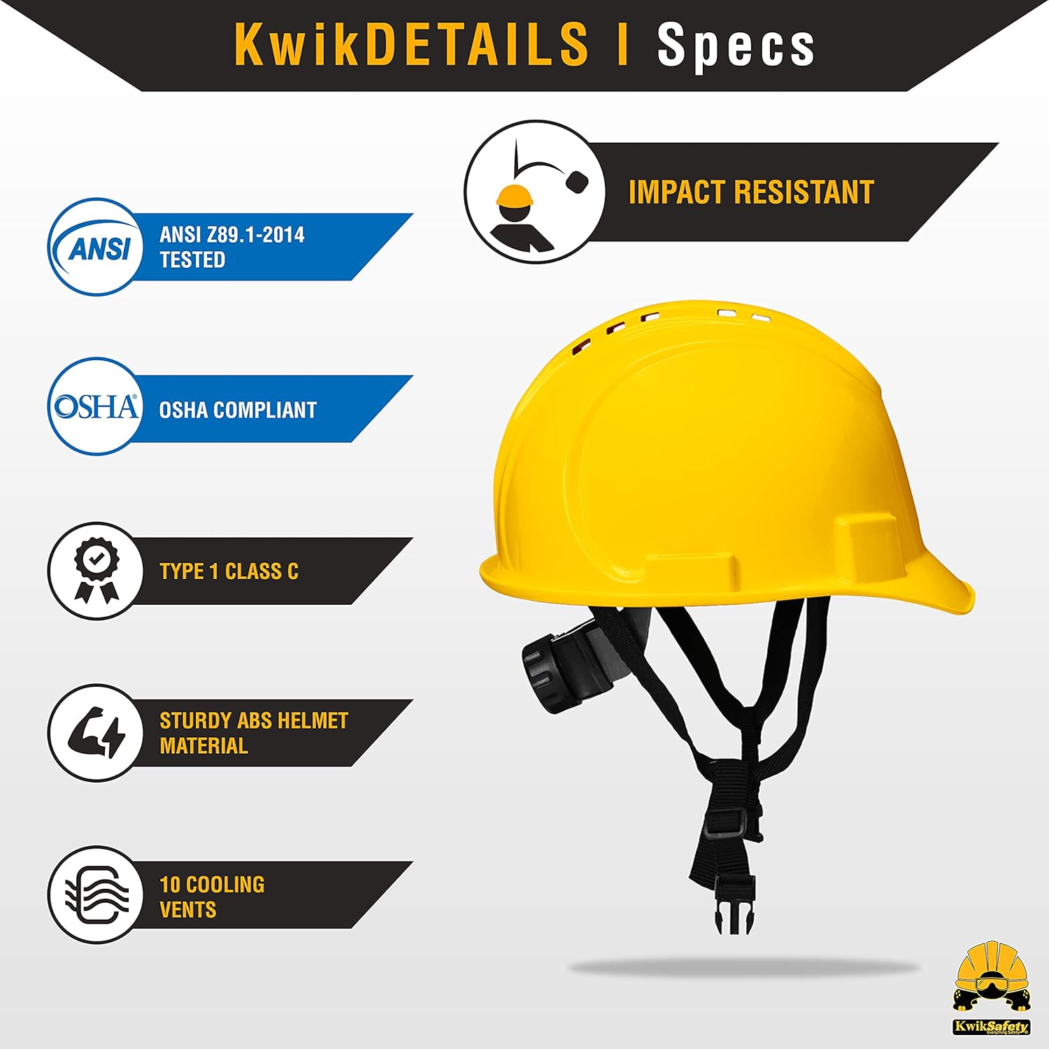 Nеw Arrіvаlѕ KwikSafety Turtle Shell Standard Brim Hard Hat Family FBA, Includes Hard Hat w/ Sweatband & Earplugs, Hard Hat PPE Combo, Hard Hat Vest Kit, Hard Hat Harness Kit, Yellow