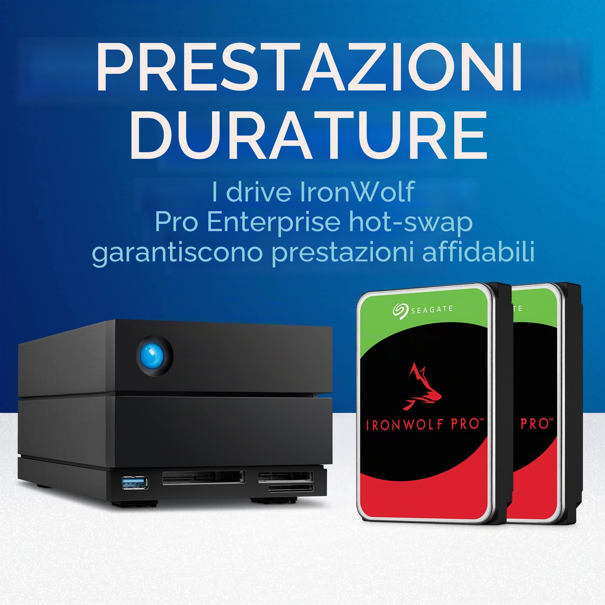 LaCie 2big Dock RAID, 40TB, Unità disco estern, Porte Thunderbolt 4, PC Mac iPad & iPhone, Data Rescue Service (STLG40000400)