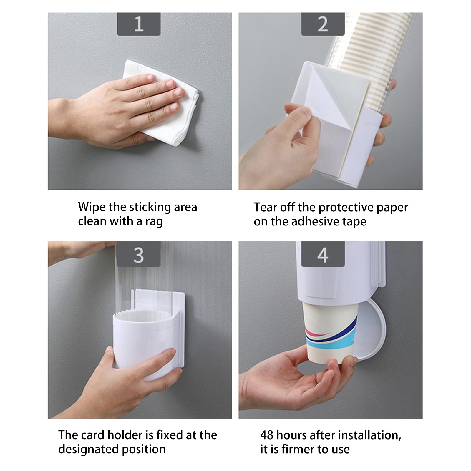 kyaoayo Becherspender, Wandmontierter Einwegbecher-Spender aus Hochwertigem, 80 Stück Pappbecher Kapazität Spender, Staubdicht Design, für Plastikbecher und Papierbecher (Schwarz)