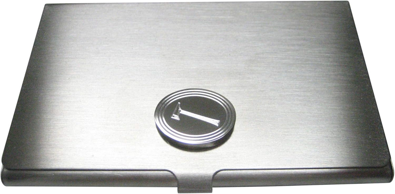 Kiola Designs Silver Toned Etched Oval Axe Business Card Holder