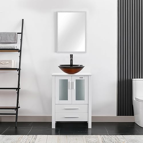 Miniatura 153 de eclife - Lavabo de baño de 24.0 pulgadas con encimera, gabineta de estilo contemporáneo Turquesa Cuadro