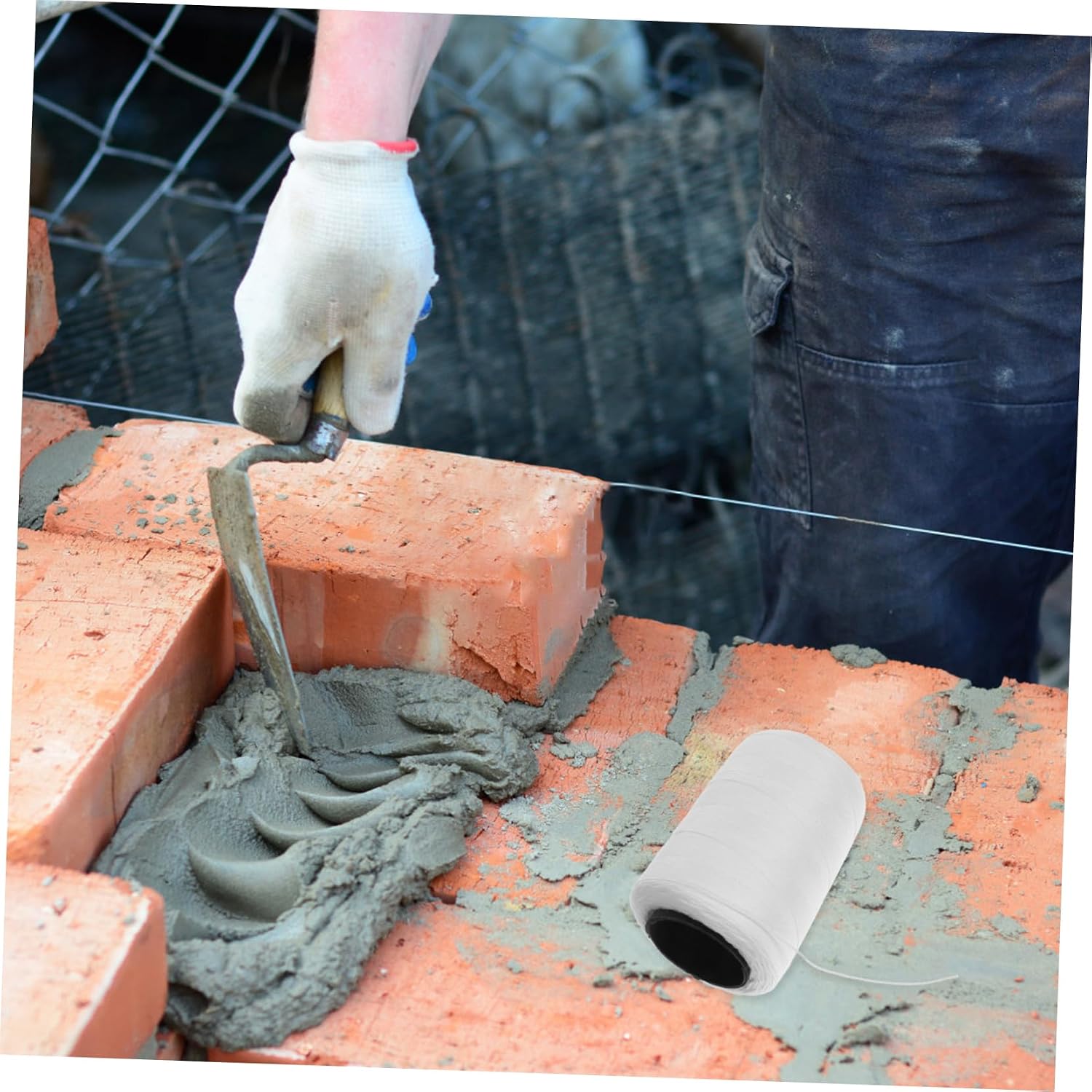TEHAUX 1 Roll Masonry Line Mason Line Cotton Ink Absorb for Bricklaying 350m Long Construction Tool