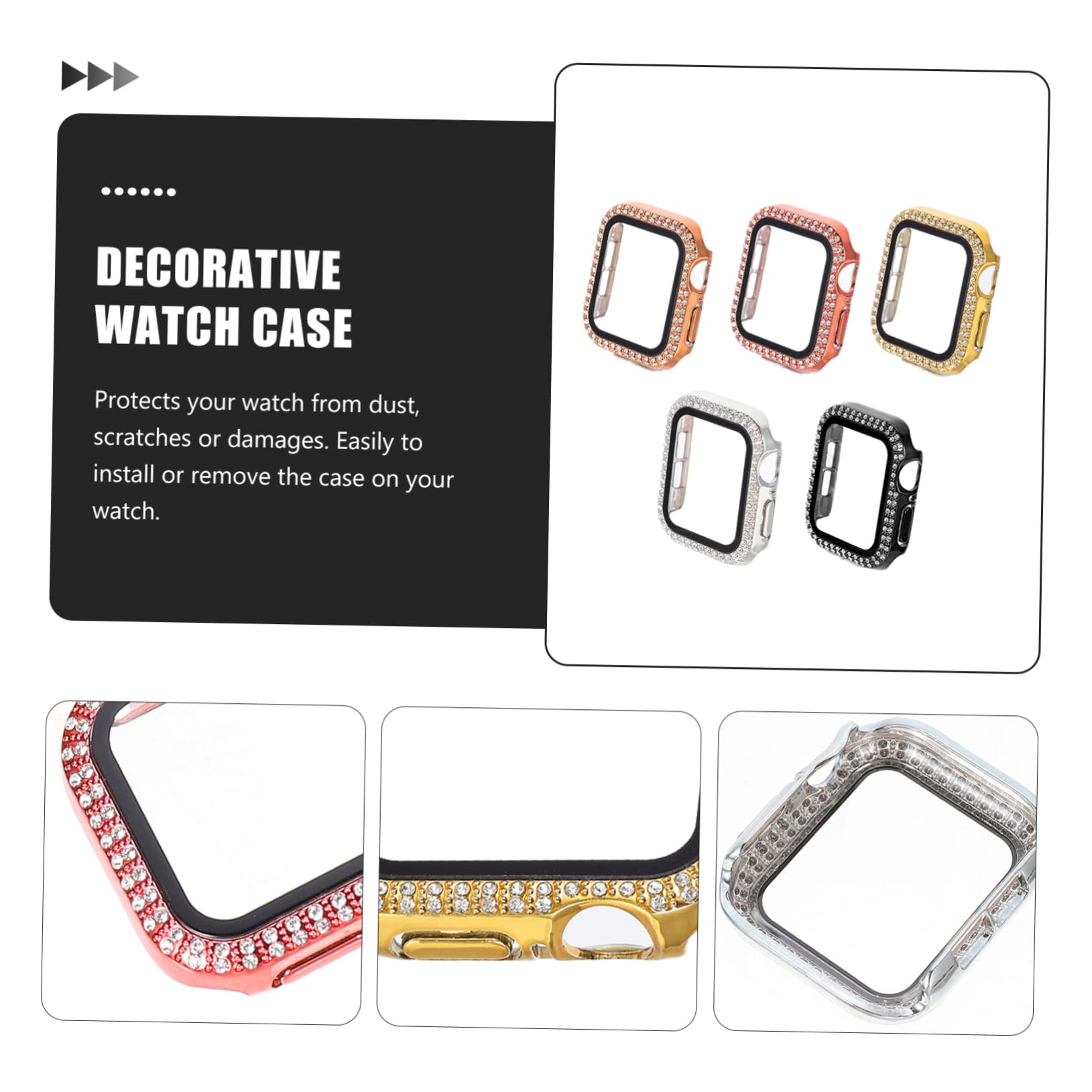 HEMOTON 20stücke Tempered Film Watch Shell Kompatibel Mit Anti-Kratzer Glänzende Bling-hülle Installieren Schützt Ihre Roségold Rosé