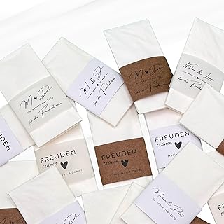 Generisch Freudentränen Taschentuch Banderolen personalisiert 10x – Transparentes Hochzeit Accessoire – für Standesamt, Kirche oder freie Trauung