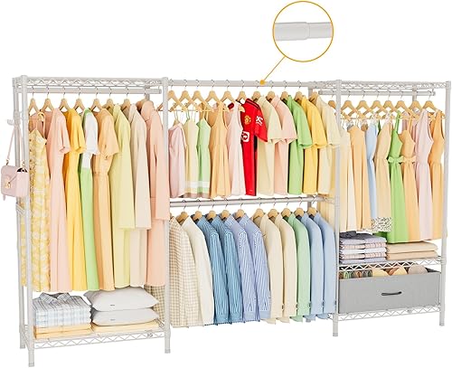 Miniatura 6 de Perchero para ropa Armario: organizador y almacenamiento de ropa con estantes, resistente para colgar ropa, portátil, ajustable, negro, 15.8