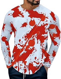 Halloween Costume Men's Stretch Crew Neck Shirt Long Sleeve Slim Fit Long Sleeve Shirt Casual T-Shirt Men Slim Fit Funny Festival Regular Fit Horror 3D Print Shirt Casual Autumn Tops