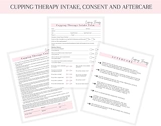 Cupping Therapy Intake, Consent, and Aftercare Form | 75 Pack | 8.5 x 11" A1 Forms | Clients Signature | Client Forms Bundle | White and Pink Design